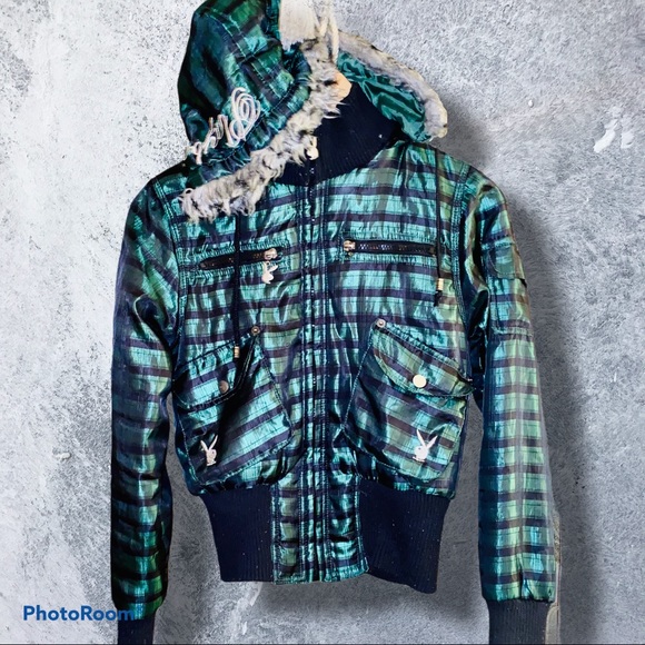 ❗️RARE❗️PLAYBOY💚BUNNY PUFFER JACKET COAT - Picture 13 of 16